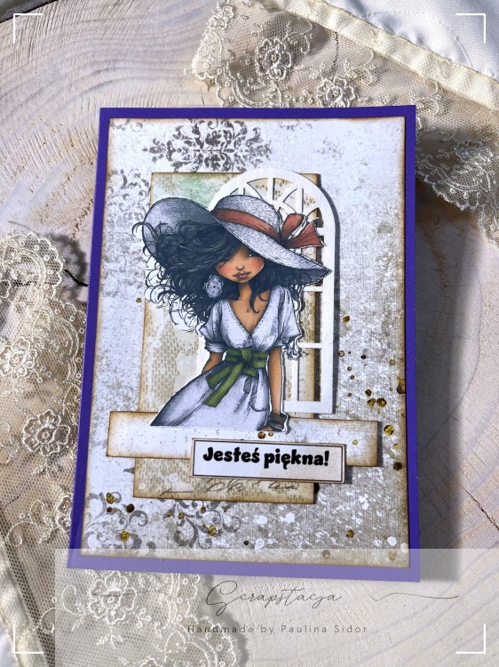Kartka z ilustracją kobiety i napisem „Jesteś piękna”