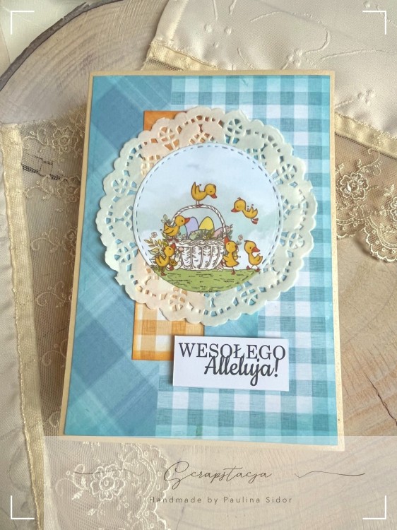Wielkanocna kartka handmade z kolorowymi pisankami i serwetką papierową