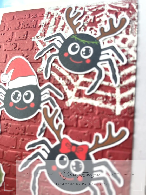 Detal pajęczyny i faktury cegły na kartce handmade