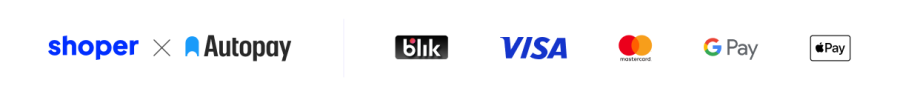 Baner Autopay z ikonami BLIK, Visa, Mastercard, GPay, ApplePay